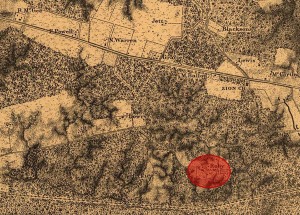 Robey's farm and the Hopewell Nursery as it appears on an 1867 map.