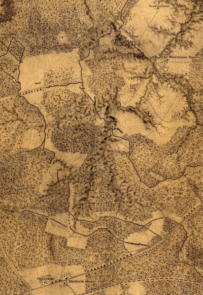 For the principal battlefield-map, Schaff’s book used a slightly modified version of this depiction of the Wilderness battlefield, prepared in 1867 under the direction of Nathaniel Michler. A Major of Engineers  during the battle, Michler would figure in a vignette in the book. Courtesy National Archives.